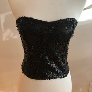 Black sequin strapless top